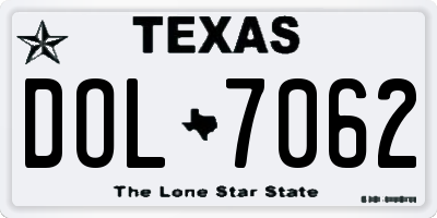 TX license plate DOL7062