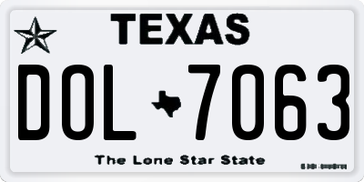 TX license plate DOL7063