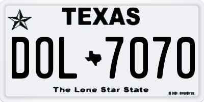 TX license plate DOL7070