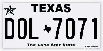 TX license plate DOL7071