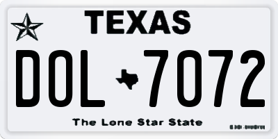 TX license plate DOL7072