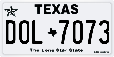 TX license plate DOL7073