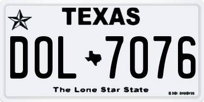 TX license plate DOL7076