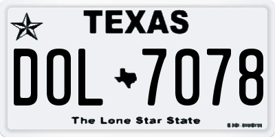 TX license plate DOL7078