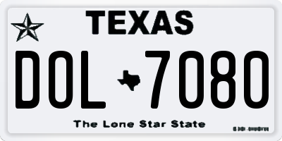 TX license plate DOL7080