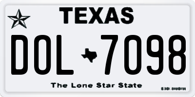 TX license plate DOL7098