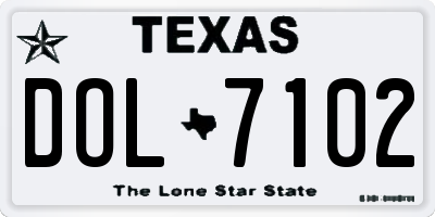 TX license plate DOL7102