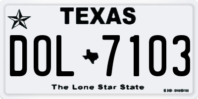 TX license plate DOL7103