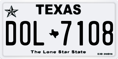 TX license plate DOL7108