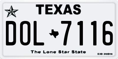 TX license plate DOL7116