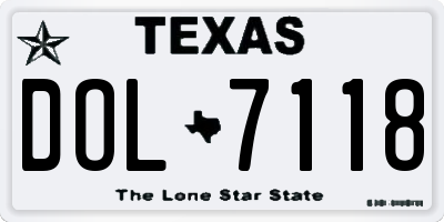 TX license plate DOL7118