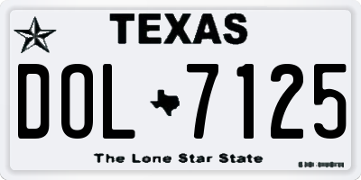 TX license plate DOL7125