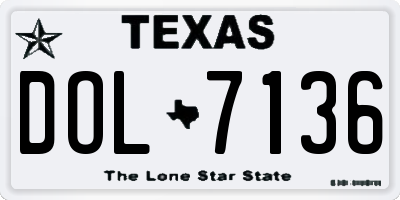TX license plate DOL7136