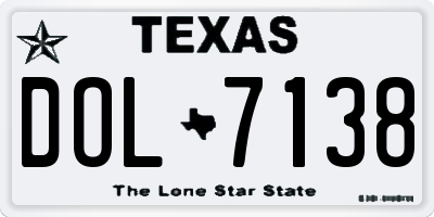 TX license plate DOL7138