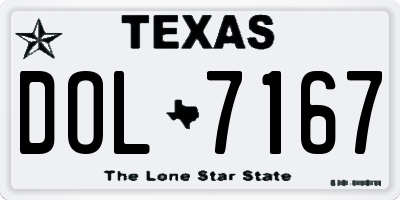TX license plate DOL7167