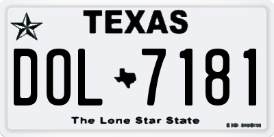 TX license plate DOL7181