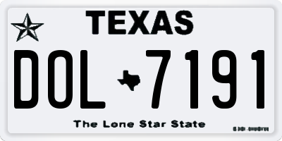 TX license plate DOL7191