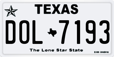 TX license plate DOL7193