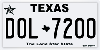 TX license plate DOL7200