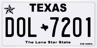 TX license plate DOL7201