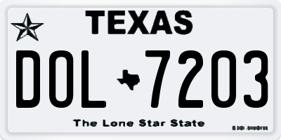 TX license plate DOL7203