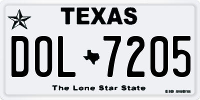 TX license plate DOL7205