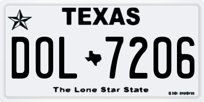 TX license plate DOL7206