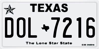 TX license plate DOL7216