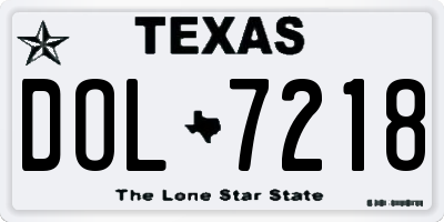 TX license plate DOL7218