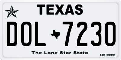 TX license plate DOL7230