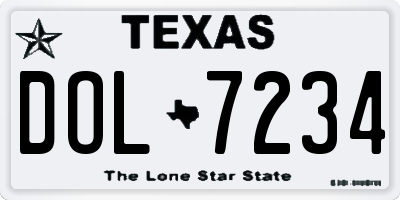 TX license plate DOL7234