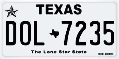 TX license plate DOL7235