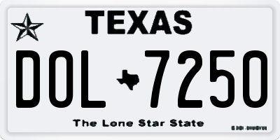 TX license plate DOL7250