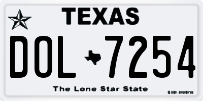 TX license plate DOL7254
