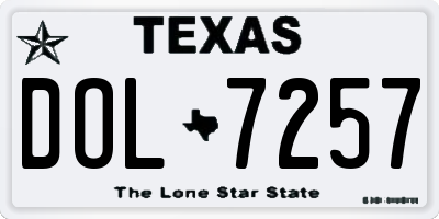 TX license plate DOL7257