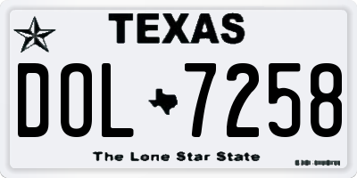 TX license plate DOL7258