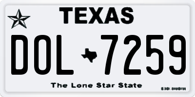 TX license plate DOL7259