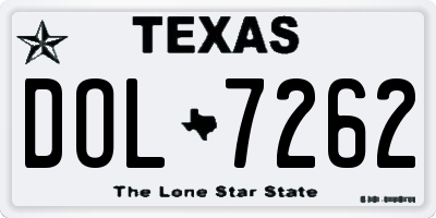TX license plate DOL7262