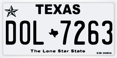 TX license plate DOL7263