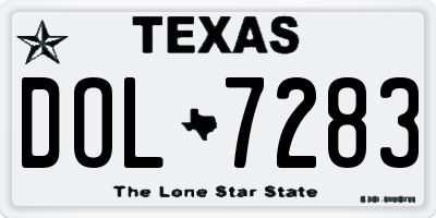 TX license plate DOL7283