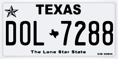 TX license plate DOL7288