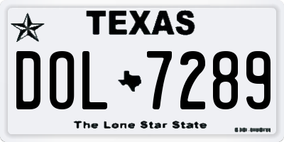 TX license plate DOL7289