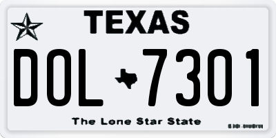 TX license plate DOL7301