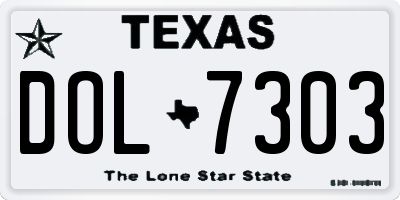 TX license plate DOL7303