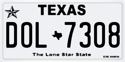 TX license plate DOL7308