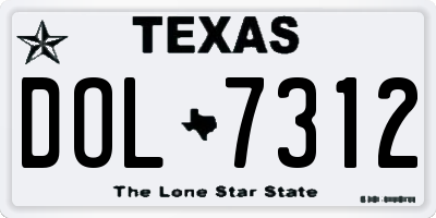 TX license plate DOL7312