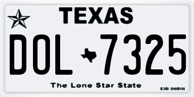 TX license plate DOL7325