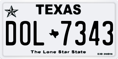 TX license plate DOL7343