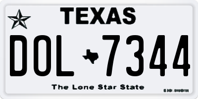 TX license plate DOL7344