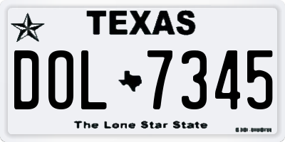 TX license plate DOL7345